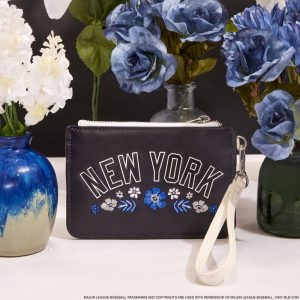 MLB New York Yankees Floral Card Holder Wristlet Clutch