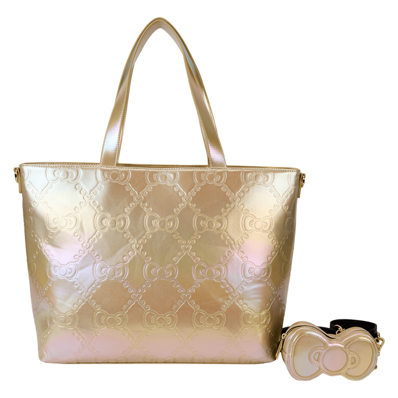 Sanrio Hello Kitty 50th Anniversary Metallic Gold Tote Crossbody Bag With Coin Bag