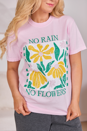 No Rain No Flowers Light Pink Graphic Tee SALE